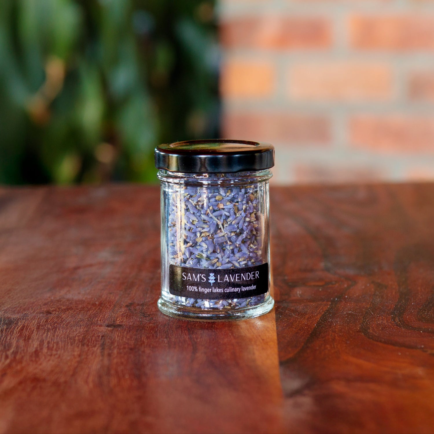 Glass jar of Sam's culinary lavender buds